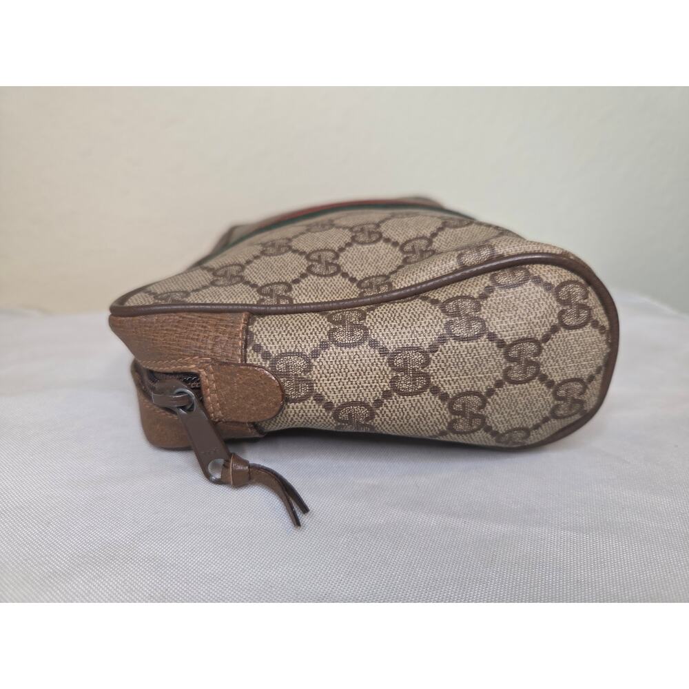 Gucci GG Supreme Web Stripe Clutch Cosmetic Bag Pouch Brown Monogram Web Vintage - Picture 6 of 15